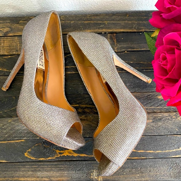 Badgley Mischka iridescent glitter/shiny metallic heels (size 6).🌹 - Picture 4 of 16